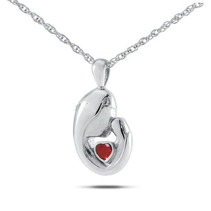 January w/ Garnet Stainless Steel Keepsake